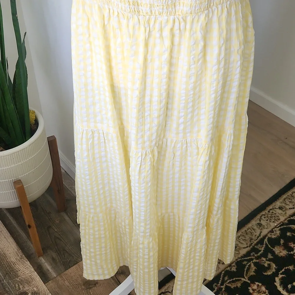 And Now This Dress Milkmaid Cotton Lace-up-Back Puffed Sleeves Tiered Gingham 1X - Picture 7 of 15